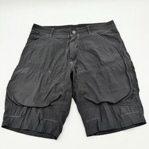 KUHL Mens Khaki Gray Utility Shorts 12" Size 36 Stretch Pockets Hiking READ